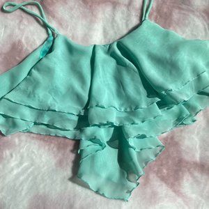 Papaya Layered Sheer Crop Top